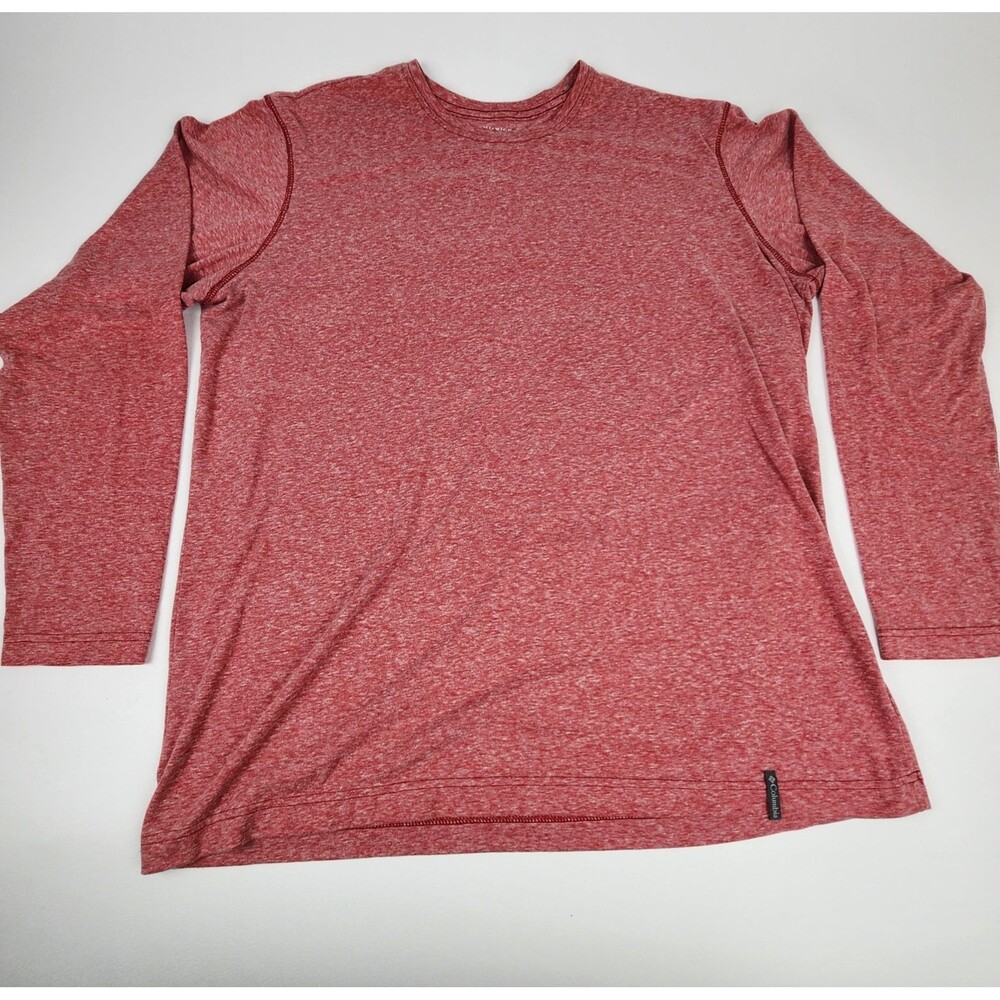 Columbia Omni Wick Long Sleeve Shirt Men's XL Red Heather Performance Tee